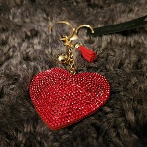 Red Rhinestone-accented heart keychain/pursecharm